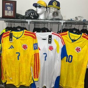 Adidas Colombia Yellow and White Soccer Jerseys